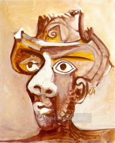 Tete d homme au chapeau 1971 Cubist Oil Paintings